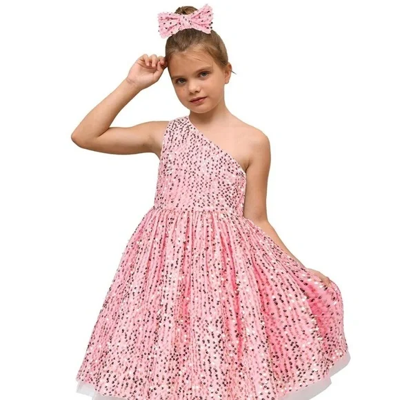 New Grace Karin Pink Sequence Girls Dress